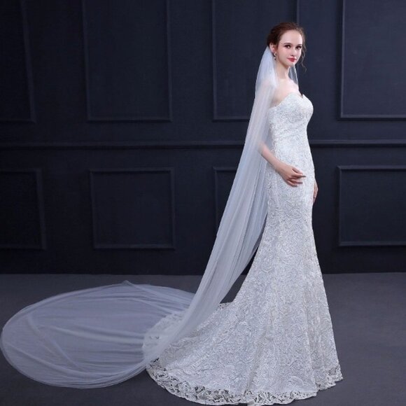 Wedding veil white bride bridal cathedral long 3m tulle comb elegant beautiful main image 12
